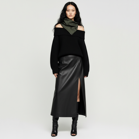 Olive Green Quilted Snap Cowl