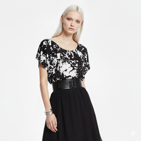 Black and White Tie Dye Dolman Top