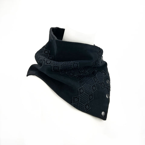 Black Lace Cross Snap Cowl