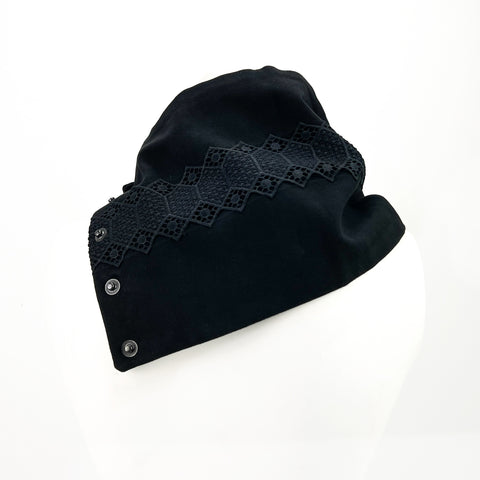 Black Lace Cross Snap Cowl