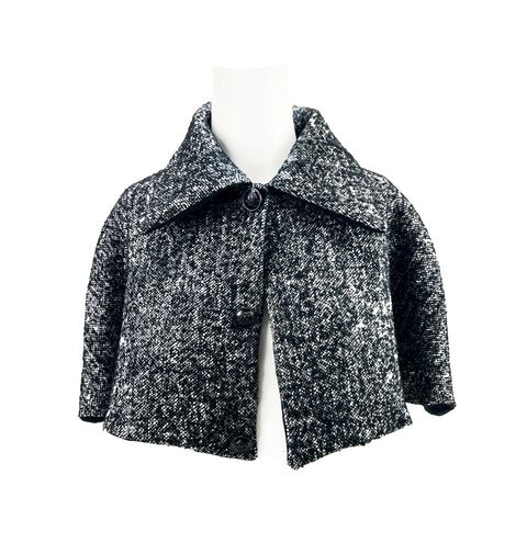 The Black and White Tweed Cape with Yoke