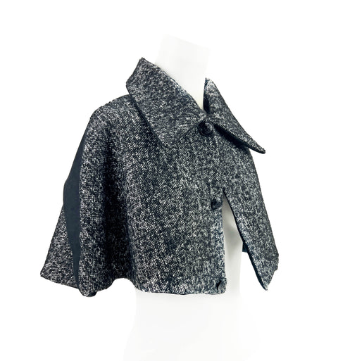 The Black and White Tweed Cape with Yoke