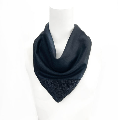 Black Wool with Lace Panel Neckerchief