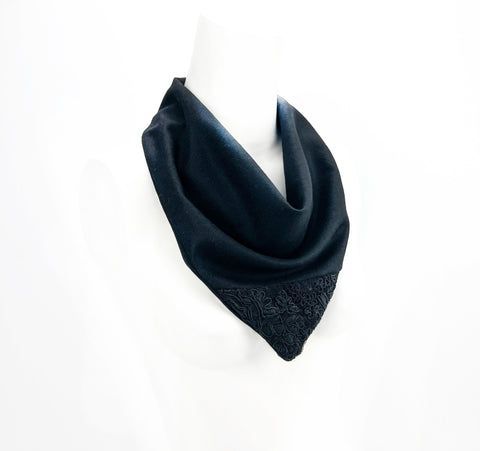 Black Wool with Lace Panel Neckerchief