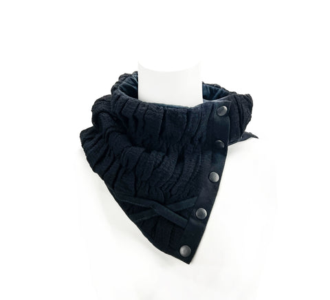 Black Ruched Snap Cowl