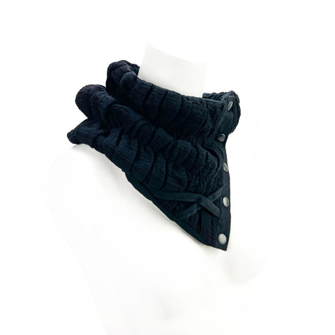 Black Ruched Snap Cowl