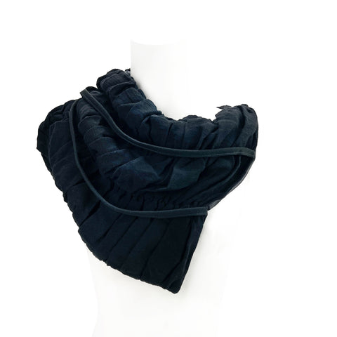 Black .Ruched Oversized Snap Cowl