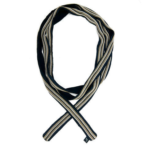 Black Chain Rows Skinny Scarf