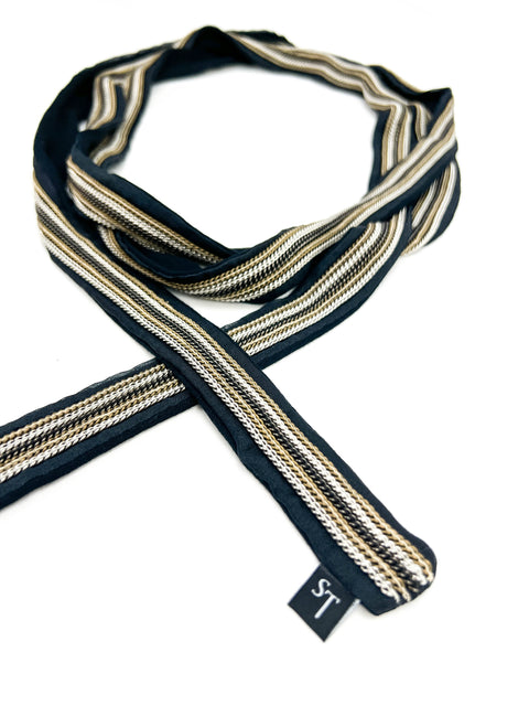 Black Chain Rows Skinny Scarf