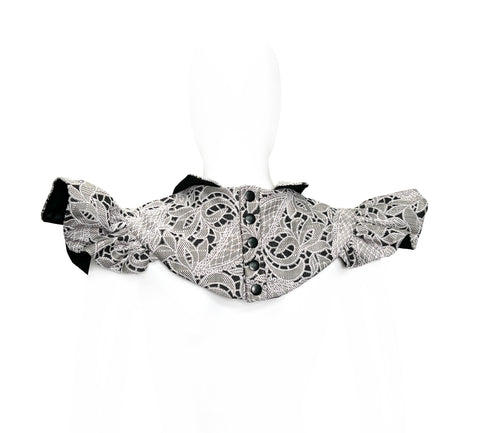 Oatmeal and Black Lace Like Neck Collar