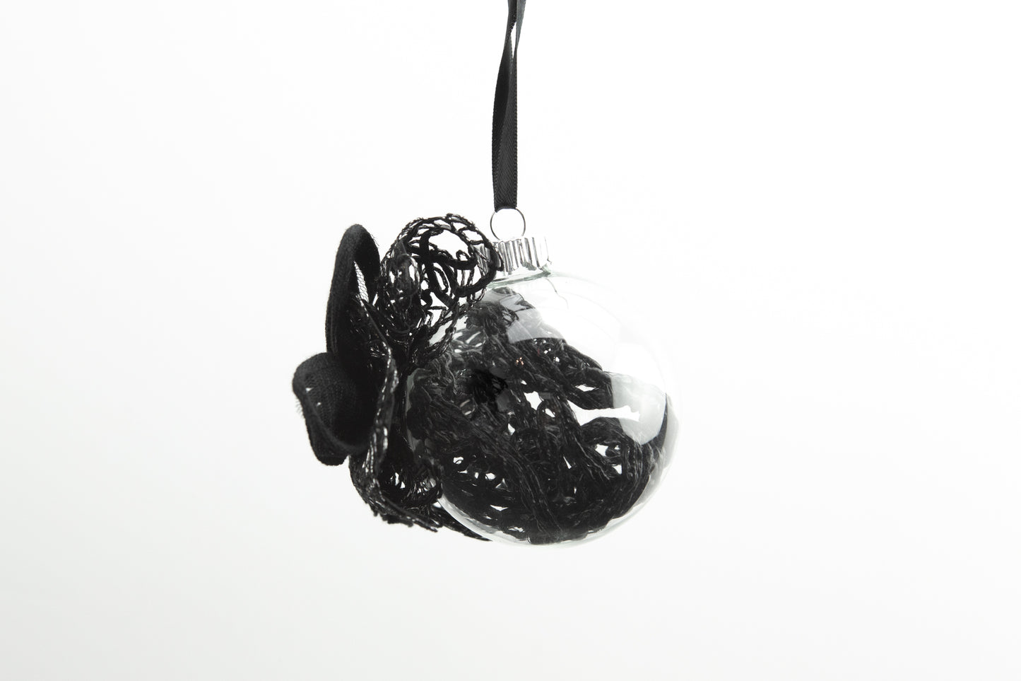 Black Bow Version II Glass Ornament