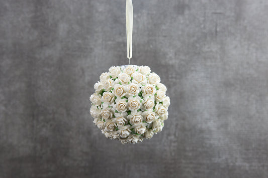 Cream Mini Floral Ball Ornament