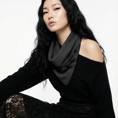 Gray Basket Weave Neckerchief