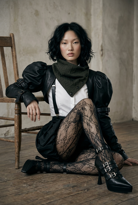 Olive Green Quilted Snap Cowl