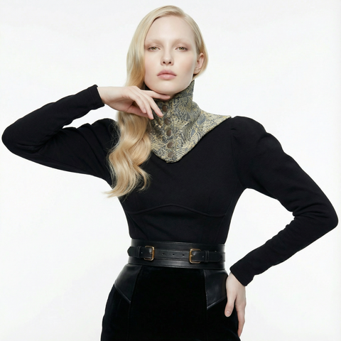 Metallic Gold Lace Neck Corset