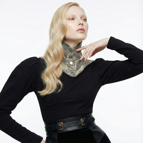 Metallic Gold Lace Neck Corset