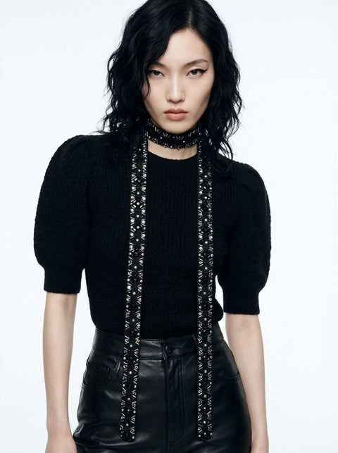 Black Bling Skinny Scarf