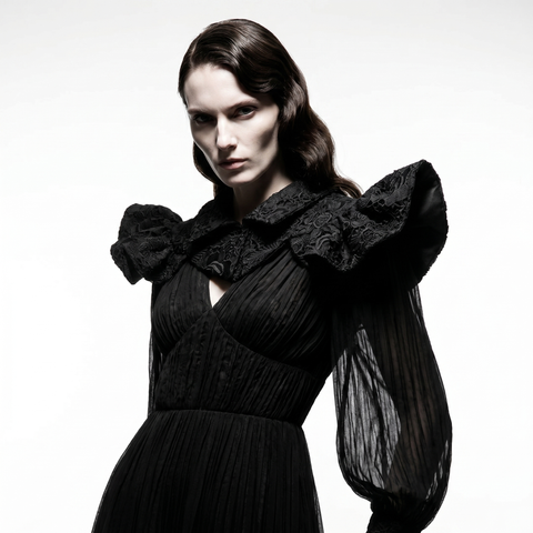 Black Guipure Lace Neck Collar