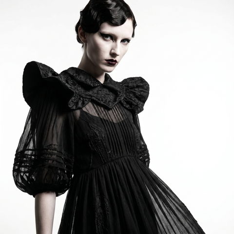 Black Floral Burnout Neck Collar