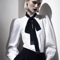 Black with Leather Tip Skinny Scarf