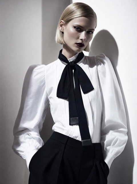 Black with Leather Tip Skinny Scarf