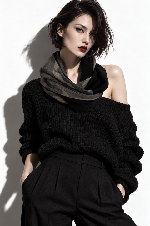 Olive Green Camouflage Infinity Scarf