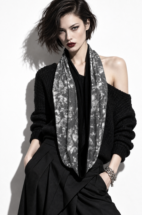 Gray and White Tie Dye Infinity Scarf