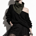 Olive Green Cloque Cowl Snap