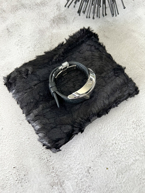 Black Faux Feather Zipper Pouch