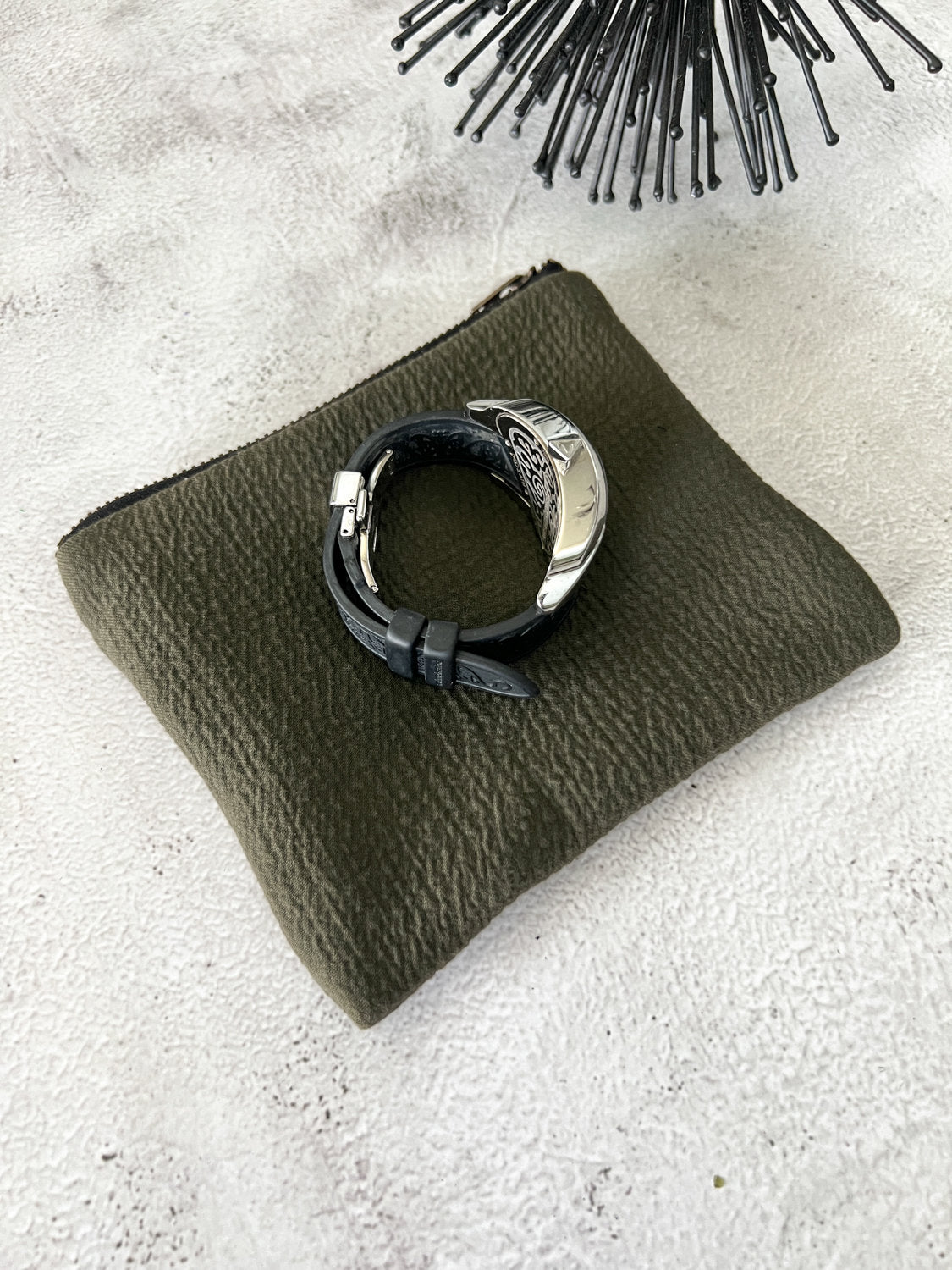 Olive Green Zipper Pouch  BAGG00065