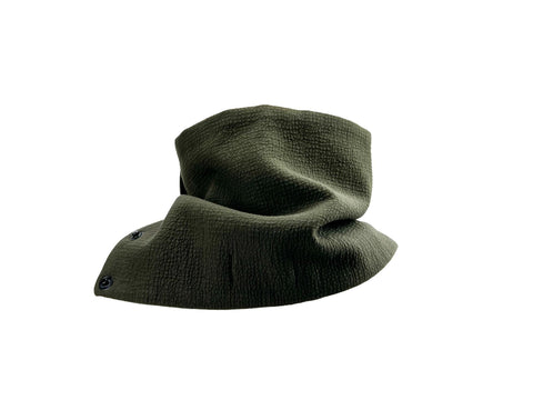 Olive Green Cloque Cowl Snap Scarflette