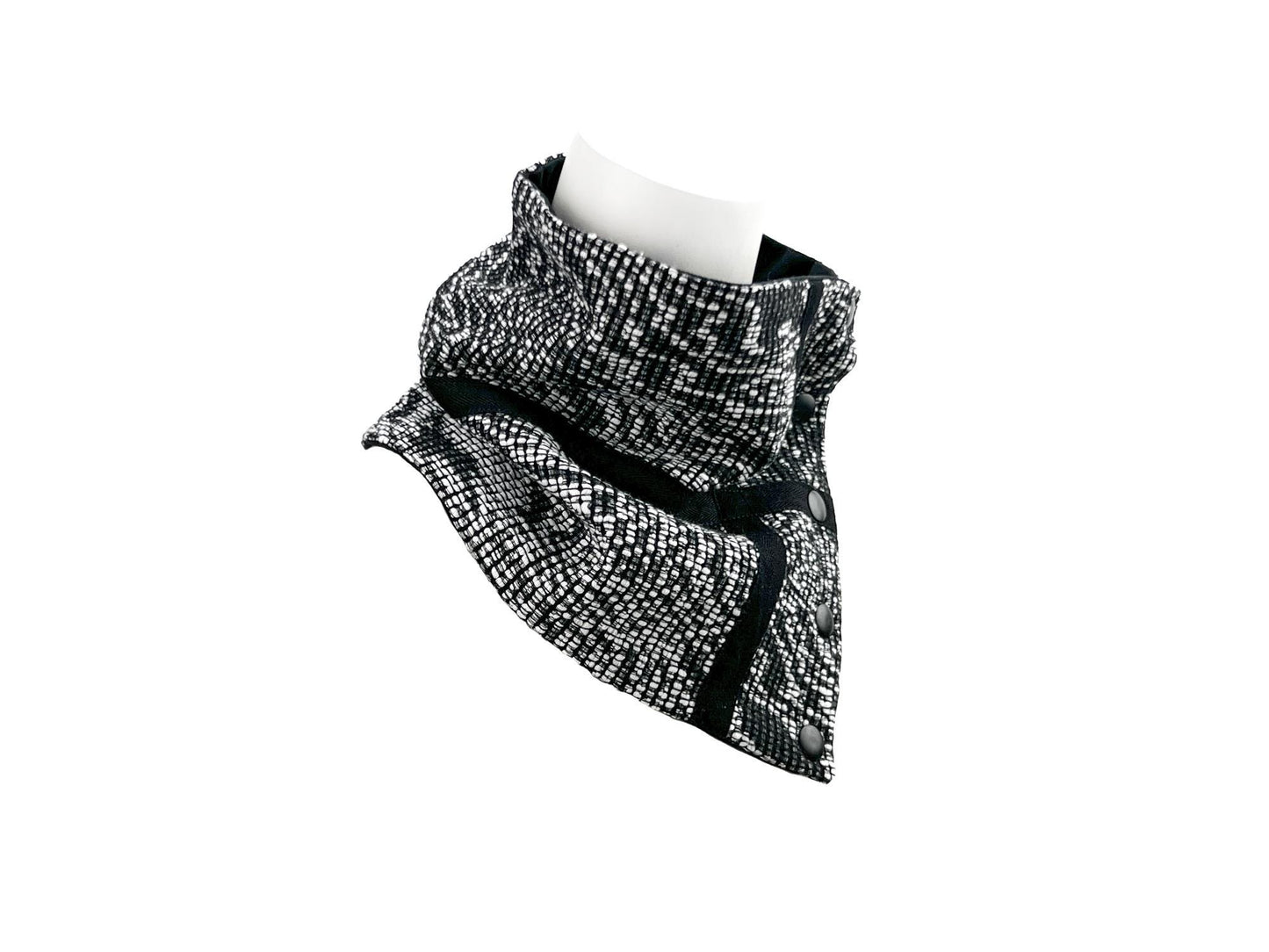 Black and White Milior Woven Snap Scarflette Cowl SCF00142