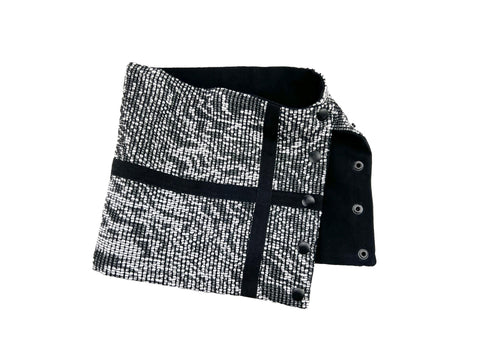 Black and White Milior Woven Snap Scarflette Cowl