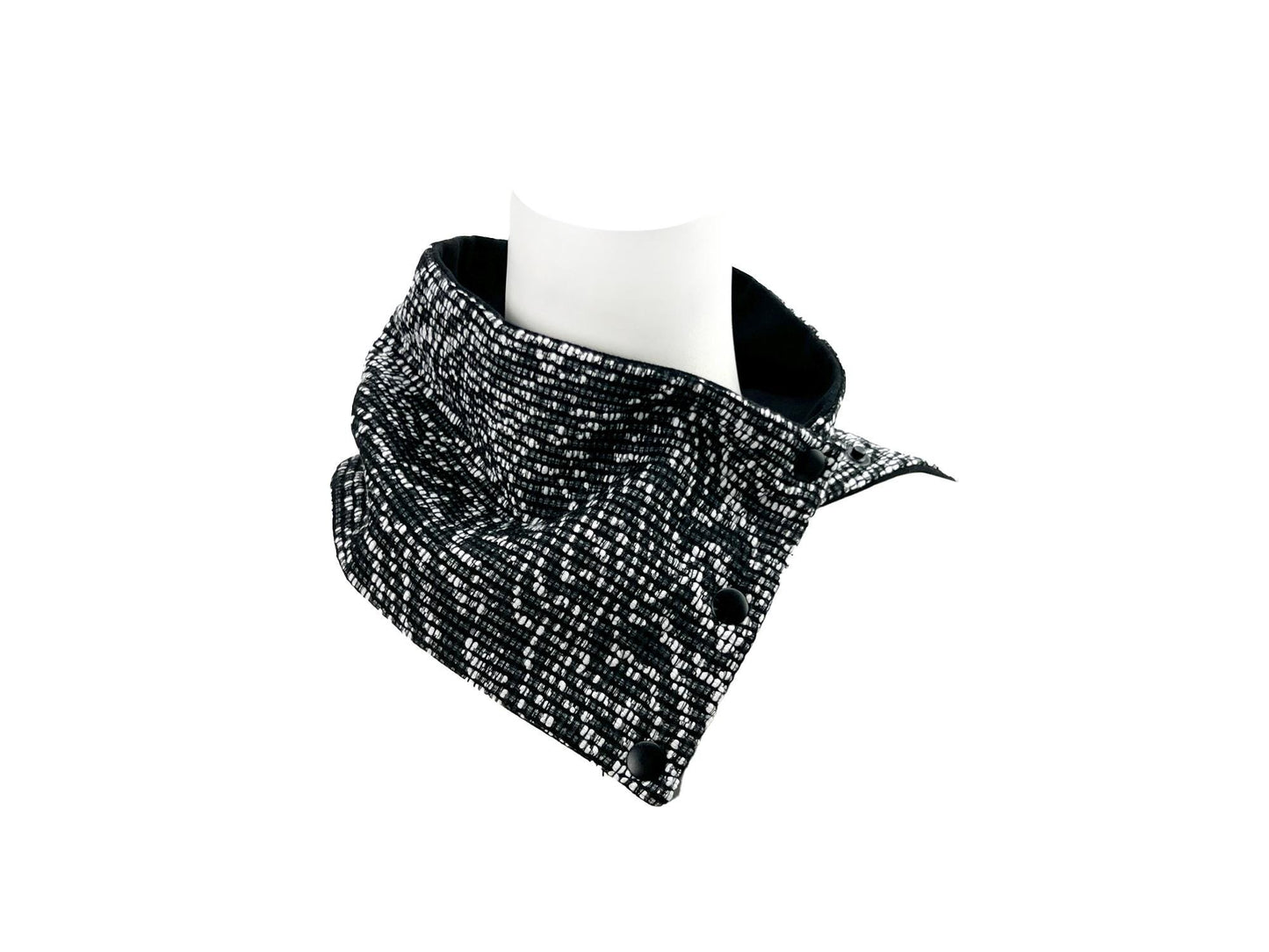 Black and White Milior Snap Scarflette Cowl SCF00143