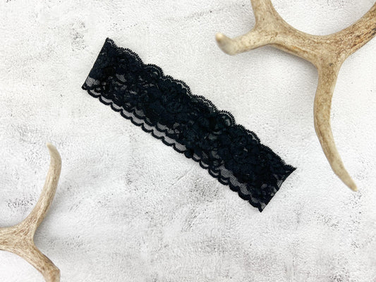 Black Stretch Lace Headband HDB00087