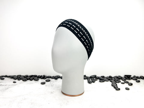 Black Wide Stretch Lace Headband