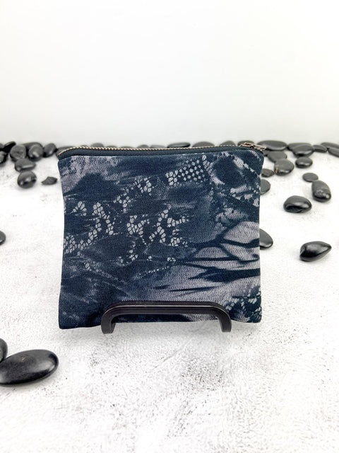 Animal and Lace Print Twill Zipper Pouch