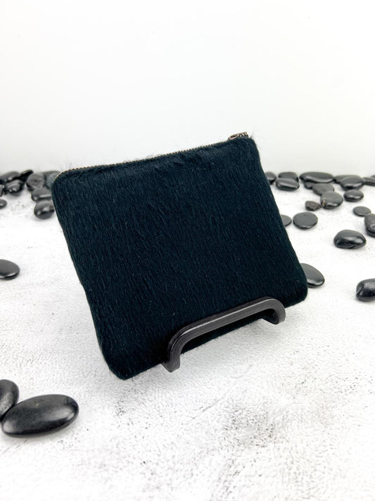 Black Brushed Wool Zipper Pouch BAGG00081