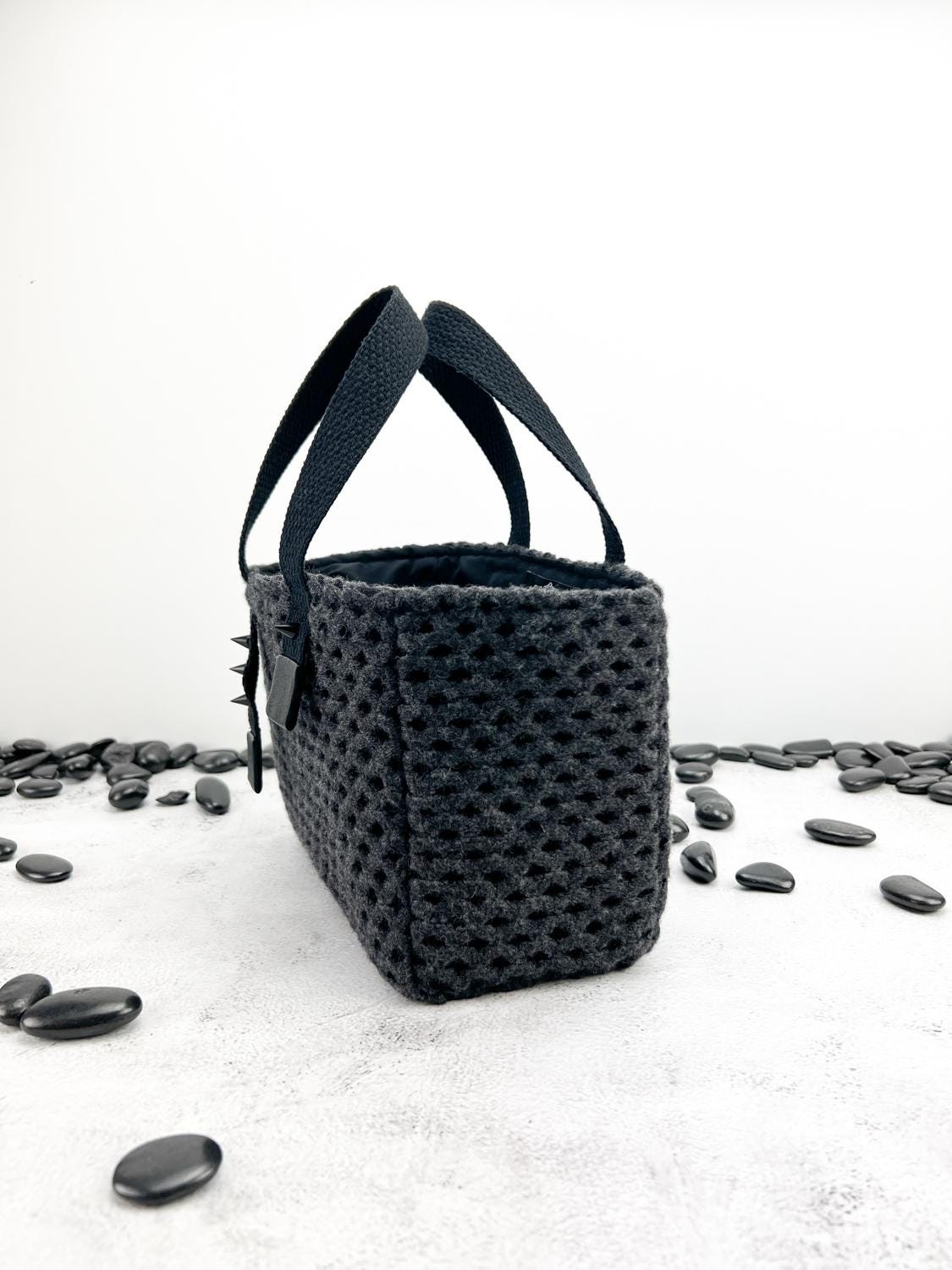 Gray Wool Netting Mini Tote Bag BAGG00084