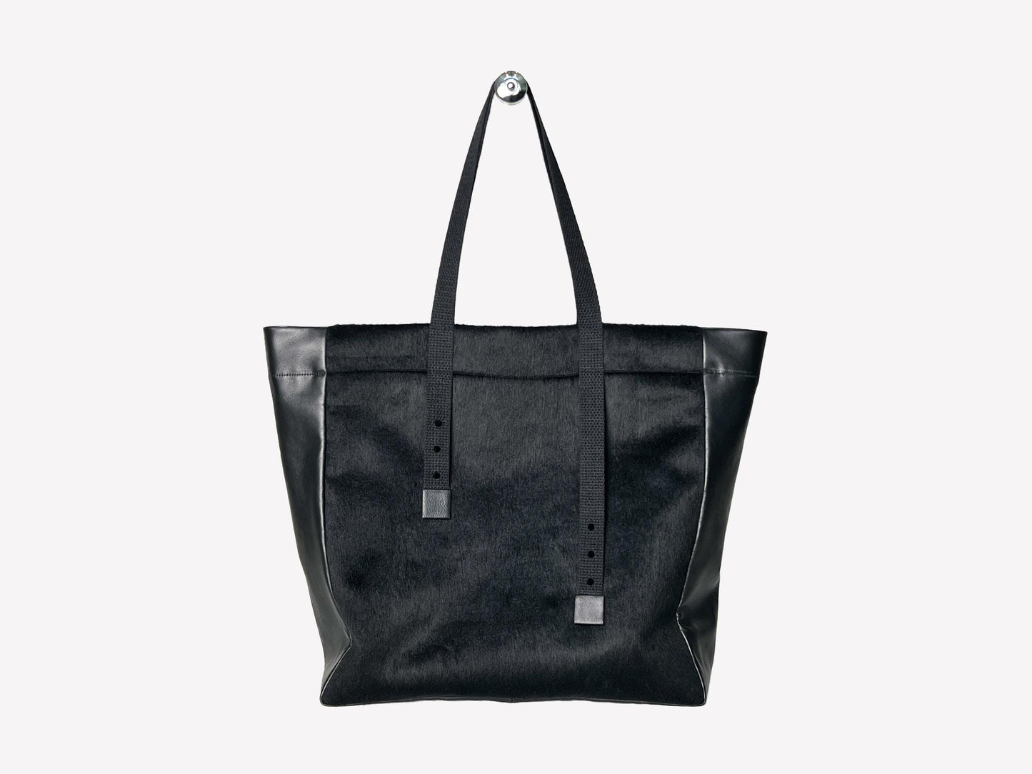 Black Brushed Wool and Lambskin Panel Large Tote Bag BAGG00089