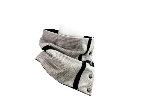 Beige Faux Crackled Leather Snap Scarflette Cowl