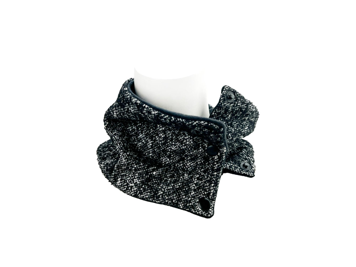 Black and White Tweed Cowl Snap Scarflette SCF00145