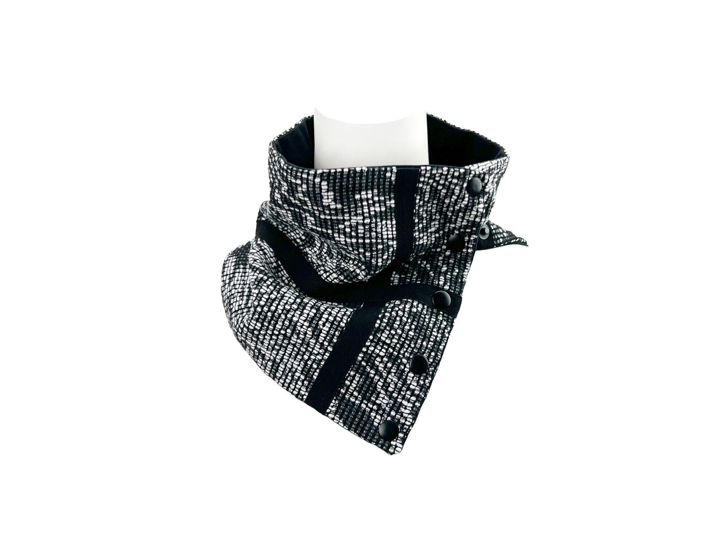 Black and White Milior Woven Snap Scarflette Cowl SCF00142