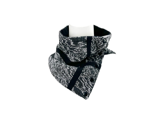 Black and White Milior Woven Snap Scarflette Cowl SCF00142