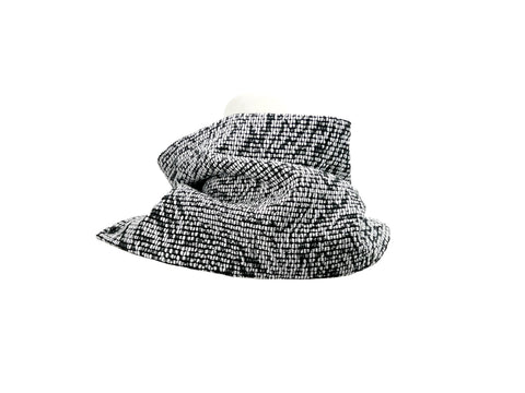 White and Black Milior Woven Cowl Snap Scarflette