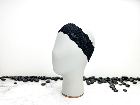 Black Wide Stretch Lace Headband