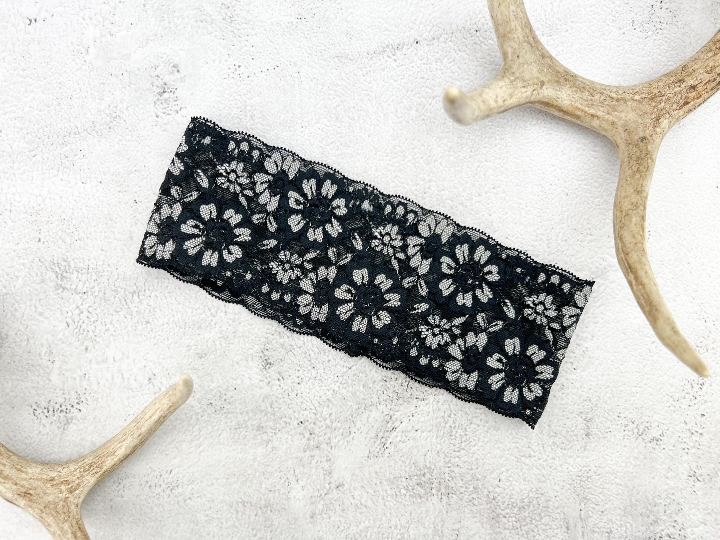 Black and White Wide Stretch Lace Headband HDB00085