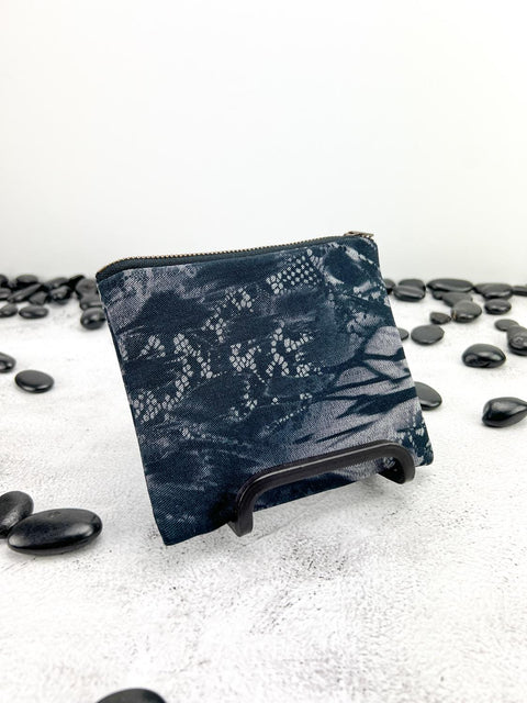 Animal and Lace Print Twill Zipper Pouch