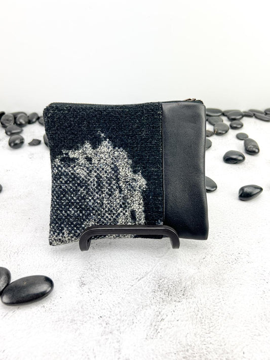 Black Wool and Lambskin Panel Zipper Pouch BAGG00080