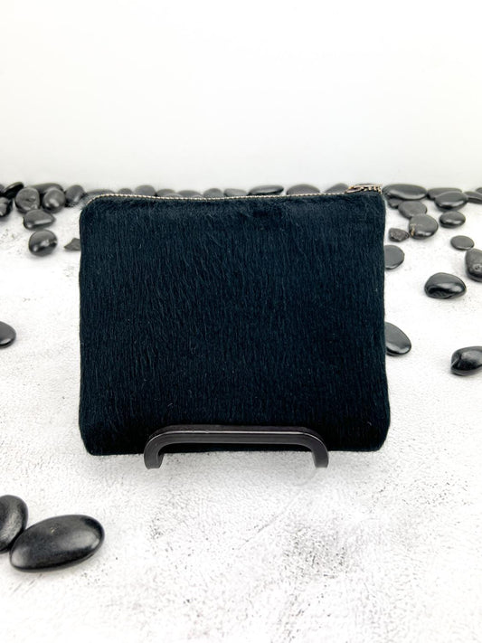 Black Brushed Wool Zipper Pouch BAGG00081